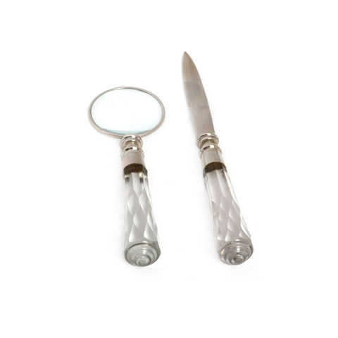 WHITE LABEL - Magnifying glass-WHITE LABEL-Ensemble loupe et coupe-papier Lady manche