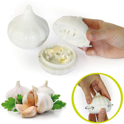 WHITE LABEL - Garlic press-WHITE LABEL-Presse-ail et boîte fraîcheur 2 en 1