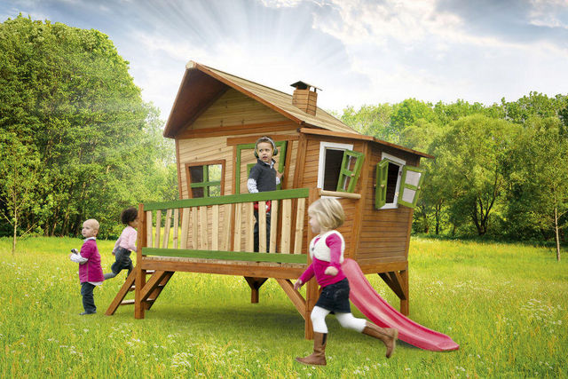 AXI - Children's garden play house-AXI-Maisonnette emma sur pilotis en cèdre avec tobogga