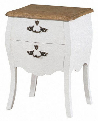 MOOVIIN - Bedside table-MOOVIIN-Chevet baroque blanc style louis xv 45x36x62cm