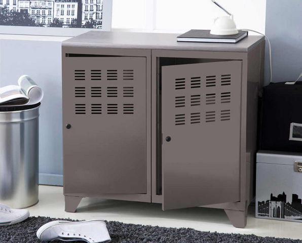 PHSA - Office cabinet-PHSA-Armoire de rangement 2 portes en métal taupe 40x80