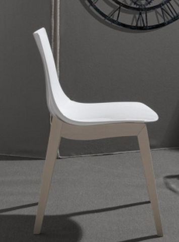 WHITE LABEL - Chair-WHITE LABEL-Chaise ORBITAL WOOD design blanche et hêtre blanch