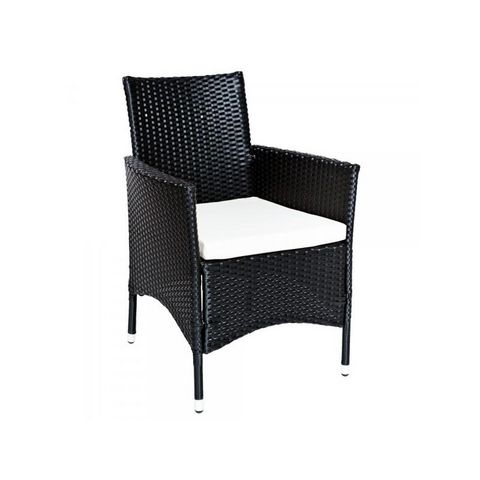 WHITE LABEL - Outdoor dining room-WHITE LABEL-Salon de jardin 8 chaises + table noir