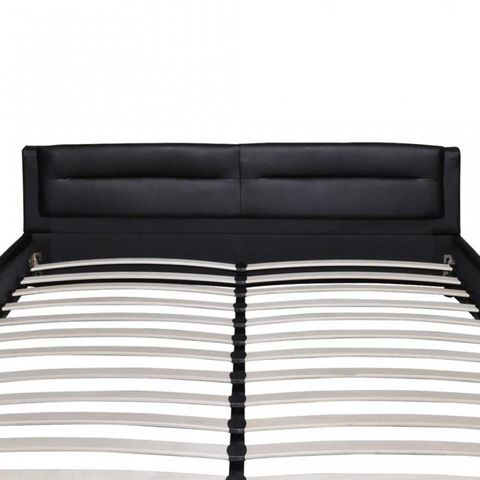 WHITE LABEL - Double bed-WHITE LABEL-Lit cuir 140 x 200 cm noir et blanc