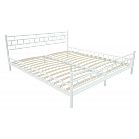 WHITE LABEL - Double bed-WHITE LABEL-Lit métal 180 x 200 cm blanc