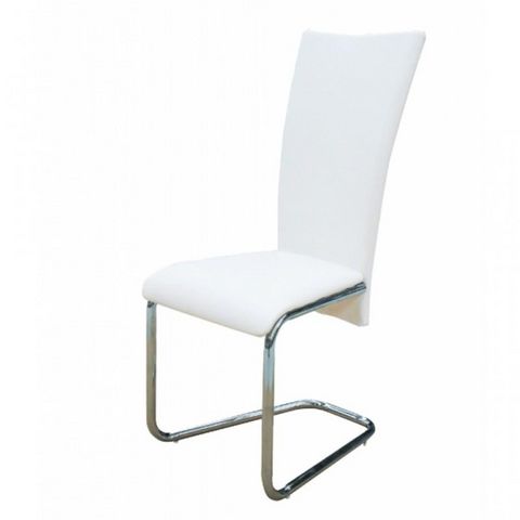 WHITE LABEL - Chair-WHITE LABEL-4 Chaises de salle a manger blanches