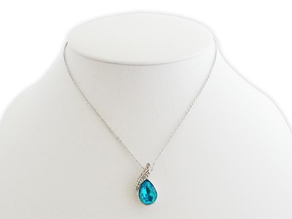 WHITE LABEL - Necklace-WHITE LABEL-Collier avec goutte bleu turquoise et strass bijou