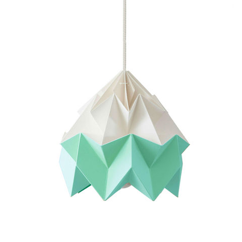SNOWPUPPE - Hanging lamp-SNOWPUPPE-MOTH - Suspension Papier Bicolore Blanc/Menthe Ø20