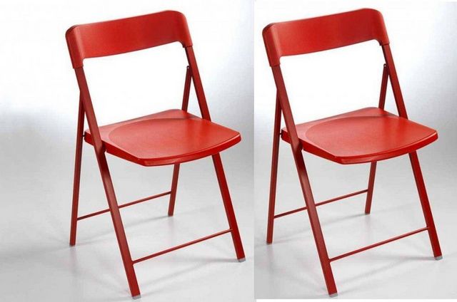 WHITE LABEL - Folding chair-WHITE LABEL-Lot de 2 chaises pliantes KULLY en plastique rouge