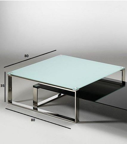 WHITE LABEL - Square coffee table-WHITE LABEL-Table basse ZOE design en verre blanc