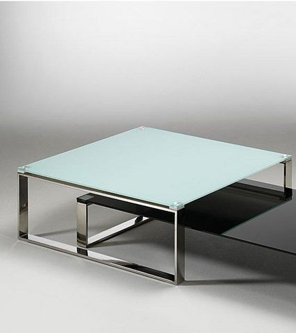 WHITE LABEL - Square coffee table-WHITE LABEL-Table basse ZOE design en verre blanc