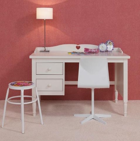 WHITE LABEL - Children's desk-WHITE LABEL-Bureau enfant design rustique à 2 tiroirs blanc