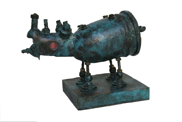 ARTBOULIET - Animal sculpture-ARTBOULIET-Rhino bleu