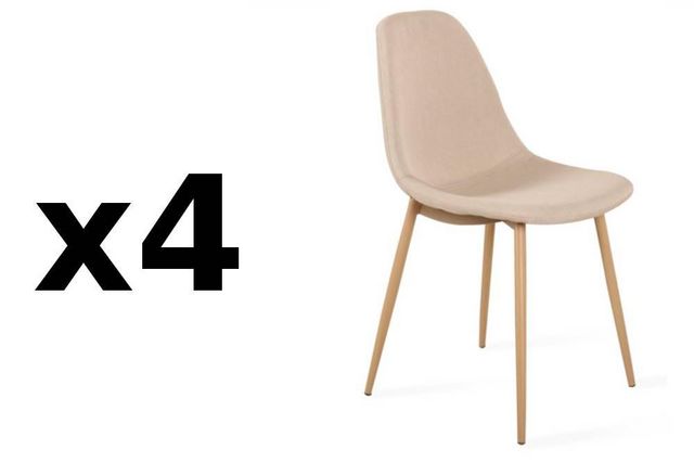 WHITE LABEL - Chair-WHITE LABEL-Lot de 4 chaises STOCKHOLM design tissu beige