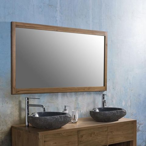 BOIS DESSUS BOIS DESSOUS - Bathroom mirror-BOIS DESSUS BOIS DESSOUS-Miroir en bois de teck 145