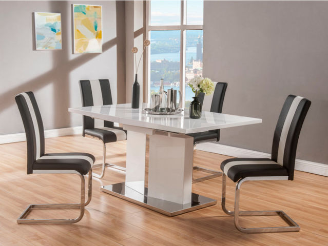 WHITE LABEL - Dining room-WHITE LABEL-Ensemble table + chaises TRINITY