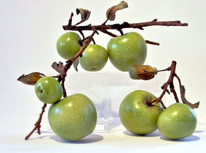 Penkridge Ceramics - Decorative fruit and vegetable-Penkridge Ceramics-Granny Smith with sliced apple