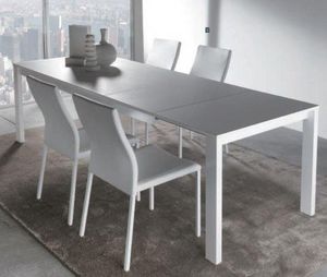 WHITE LABEL - table repas extensible twelve 140 x 85 blanche et  - Rechteckiger Esstisch