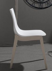 WHITE LABEL - chaise orbital wood design blanche et hêtre blanch - Stuhl