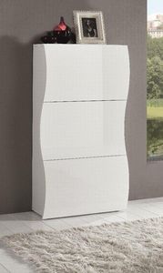 WHITE LABEL - meuble à chaussure onda de 3 portes blanc brillant - Schuh Möbel