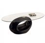Couchtisch ovale-WHITE LABEL-Table basse ovale NIGRA en verre et piétement noir