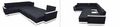 Variables Sofa-WHITE LABEL-Canapé convertible NIAGARA angle panoramique noir 