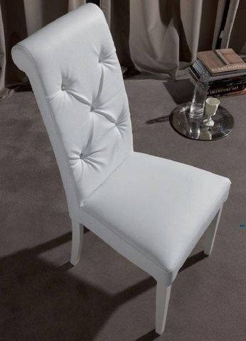 WHITE LABEL - Stuhl-WHITE LABEL-Chaise coloniale BILLIONAIRE en simili cuir blanc 