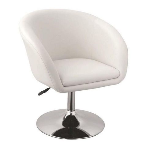 WHITE LABEL - Rotationssessel-WHITE LABEL-Fauteuil lounge pivotant cuir blanc