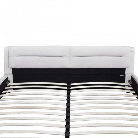 WHITE LABEL - Doppelbett-WHITE LABEL-Lit cuir 180 x 200 cm blanc et noir
