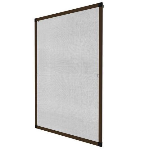 WHITE LABEL - Fliegengitter für Fenster-WHITE LABEL-Moustiquaire pour fenêtre cadre fixe en aluminium 100x120 cm brun