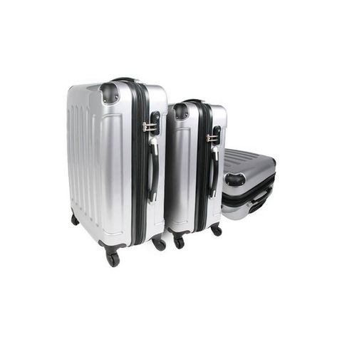 WHITE LABEL - Rollenkoffer-WHITE LABEL-Lot de 3 valises bagage gris