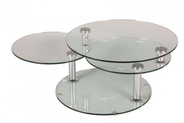 WHITE LABEL - Originales Couchtisch-WHITE LABEL-Table basse design LEVEL ronde double plateaux