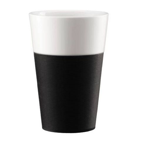 BODUM - Andere Verschiedenes Geschirr-BODUM-Set de 2 mugs en porcelaine avec bande silicone 60cl Noir - Bistro - Bodum
