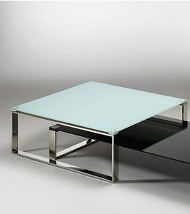 WHITE LABEL - table basse zoe design en verre blanc - Mesa De Centro Cuadrada