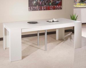 WHITE LABEL - console elasto blanc mat, extensible en table repa - Mesa De Comedor Rectangular