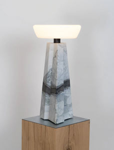 Lámpara de mesa de pedestal Vidrio, plástico, tela, acero dulce blanco,  negro, transparente 1 bombilla 49,5 cm