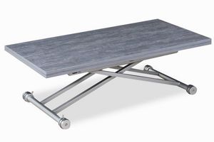 WHITE LABEL - table basse updown relevable extensible chêne gris - Mesa De Centro De Altura Regulable
