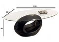 Mesa de centro ovalada-WHITE LABEL-Table basse ovale NIGRA en verre et piétement noir