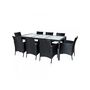 Comedor de exterior-WHITE LABEL-Salon de jardin 8 chaises + table noir