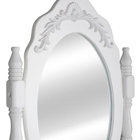 WHITE LABEL - Tocador-WHITE LABEL-Coiffeuse bois blanche miroir tabouret