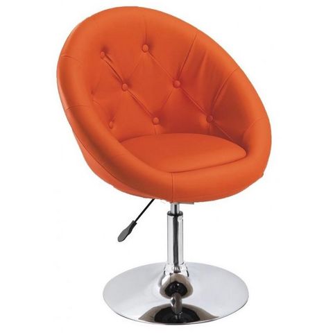 WHITE LABEL - Sillón giratorio-WHITE LABEL-Fauteuil lounge pivotant cuir orange