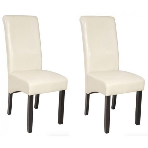 WHITE LABEL - Silla-WHITE LABEL-2 chaises de salle à manger crème