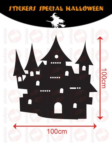 WHITE LABEL - Adhesivo-WHITE LABEL-Sticker Château Hanté d'Halloween