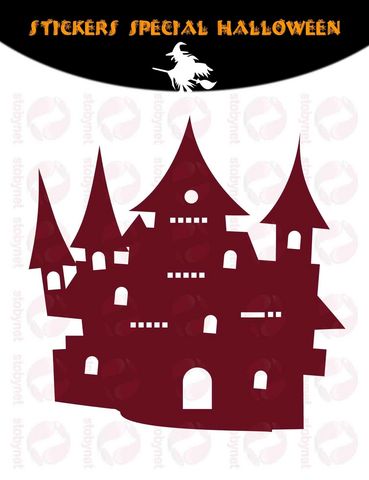 WHITE LABEL - Adhesivo-WHITE LABEL-Sticker Château Hanté d'Halloween