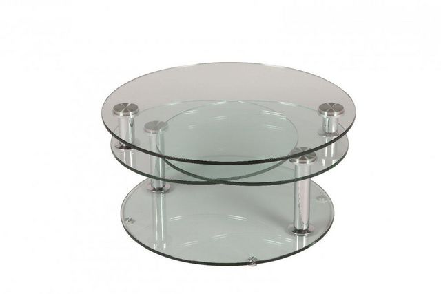 WHITE LABEL - Mesa de centro forma original-WHITE LABEL-Table basse design LEVEL ronde double plateaux