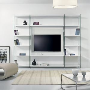 WHITE LABEL - composition murale tv babylone blanc céruse - Mobile Tv & Hifi