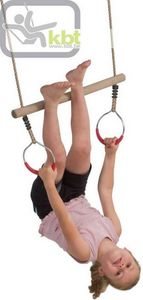 Kbt - trapèze en bois avec anneaux de gym corde polyprop - Attrezzi Ginnici