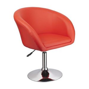 WHITE LABEL - fauteuil lounge pivotant cuir orange - Poltrona Girevole