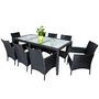 Set tavolo e sedie da giardino-WHITE LABEL-Salon de jardin 8 chaises + table noir