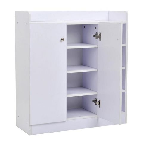 WHITE LABEL - Scarpiera-WHITE LABEL-Meuble armoire à chaussure bois tiroirs blanc